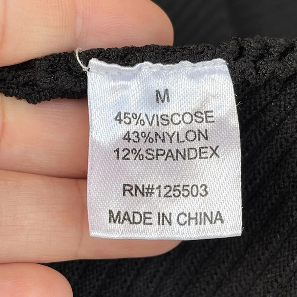 Torn By Ronny Kobo Textured Ribbed Fit & Flare Sleeveless Black Dress medium - Picture 8 of 9